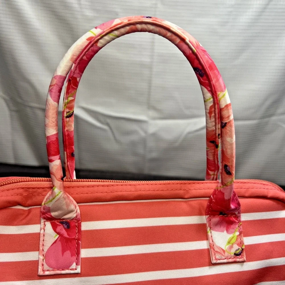 Tupperware Peach/Pink Floral Lunch Insulated Tote Bag with Soup Sandwich & Cup